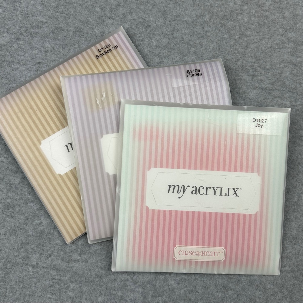 Close‎ To My Heart Acrylix Stamp Set Bundled Up Flurries Joy Winter Holiday 3pk
